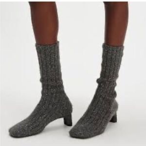 Free People Jeffrey Campbell Ariana Knit Sock Boot Buff Tan Sweater 8 NEW